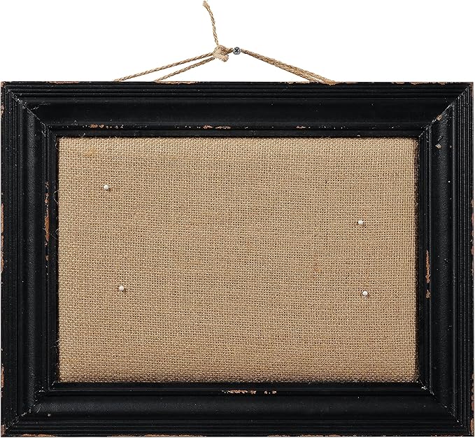 SOFE Hanging Linen Small Bulletin Board, 15.7×12 Inches Decorative Cork Boards for Walls with Black Frame, Wood Vision Board Farmhouse Pin Board for Home Office School, Rustic Memo Board Display Photo