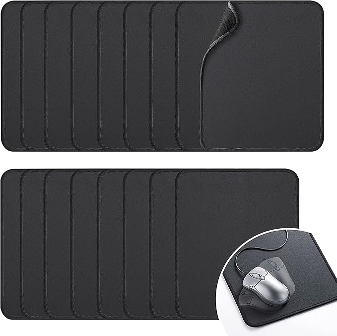 Zhithink 17 Pcs Computer Mouse Pad, Non-Slip Rubber Base and Textured Stitched Edge Mousepads,Mouse Pad Pack for Office and Home,10.2x8.2 Inches,3 mm Thickness