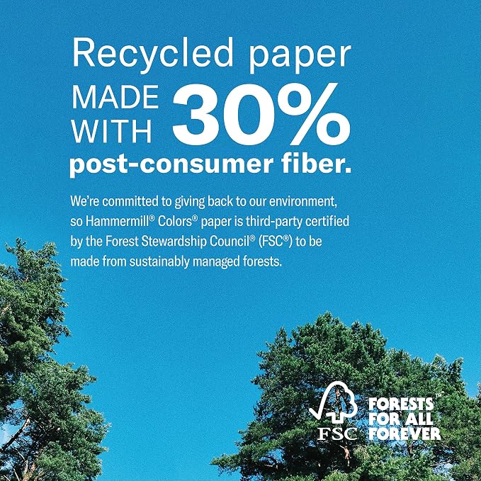 Hammermill Colored Paper, 20 lb Cherry Printer Paper, 8.5 x 11-1 Ream (500 Sheets) - Made in the USA, Pastel Paper, 102210R