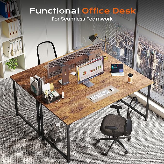 47 X 24 Inch Computer Desk with Deeper Desktop, Gaming Office Writing Work Desk for Home Office, Study, Bedroom, Work from Home, Metal Frame, Rustic Brown