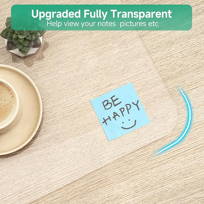 NATRKE Clear Desk Mat Pad, 35.4" X 15.7" Large Transparent Desk Protector, 1.5mm PVC Waterproof Non-Slip Writing Desk Pad Blotter for Desktop Home Office