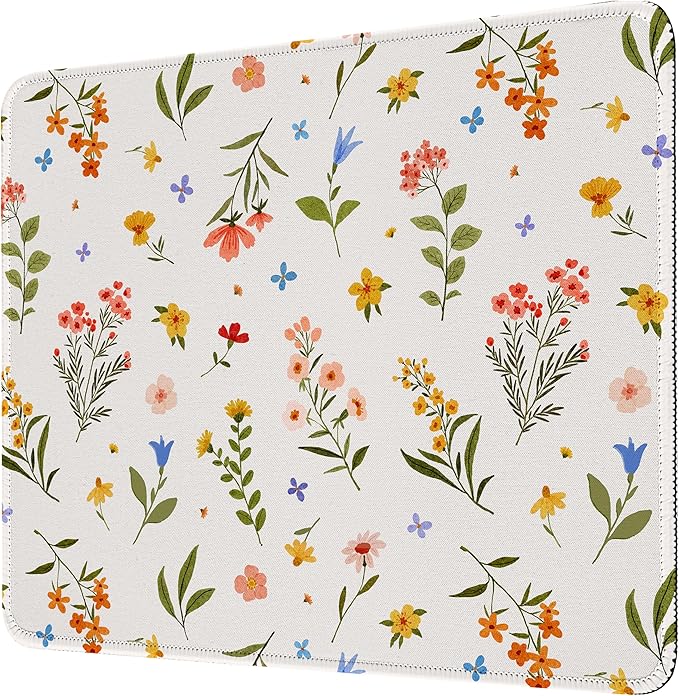Premium Mouse Pad with Stitched Edges – 10.2 x 8.3 in | Smooth, Washable Mat with Non-Slip Base | Personalized Cute MousePads for Laptop, Computer, Office, Home (Colorful Floral)