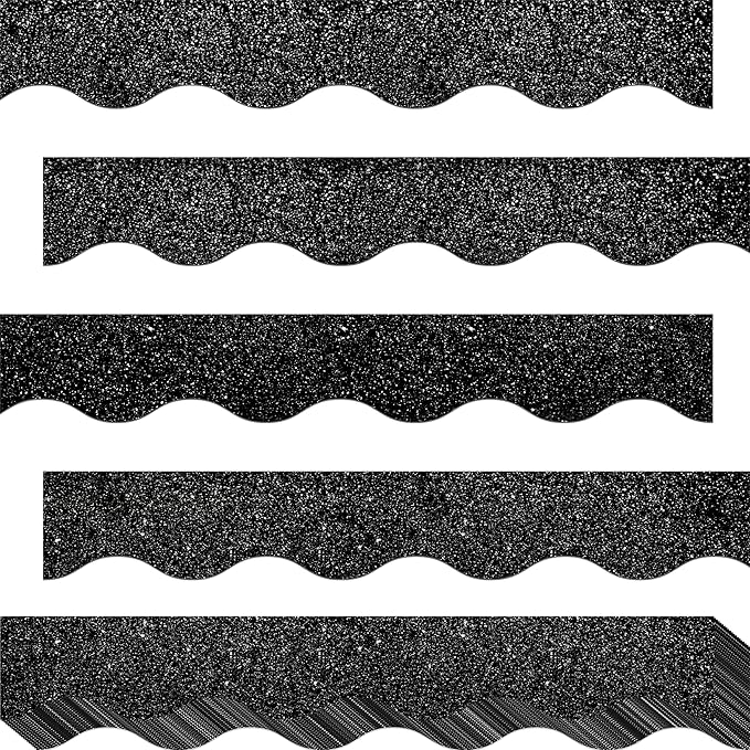 60 Feet Bulletin Board Borders, 45 Sheets Glittering Scalloped Border Trim, Walls, Desks, Windows, Doors, Chalkboards, Whiteboards Decors for School, Classroom, Home & Offices (Black)