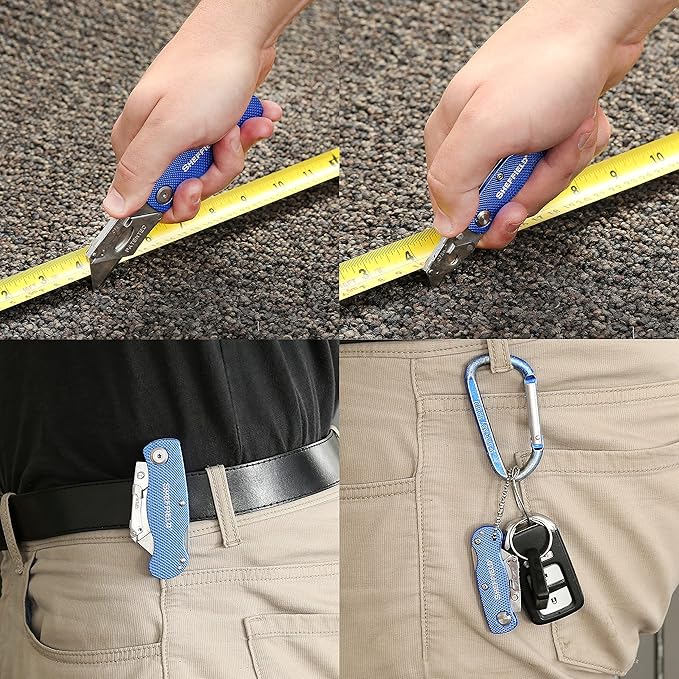 Sheffield Utility Knife and Mini Box Cutter, Folding Utility Knife Set Aluminum Handles, Accepts Std and Mini Blades, Box Cutters for Trades and DIY