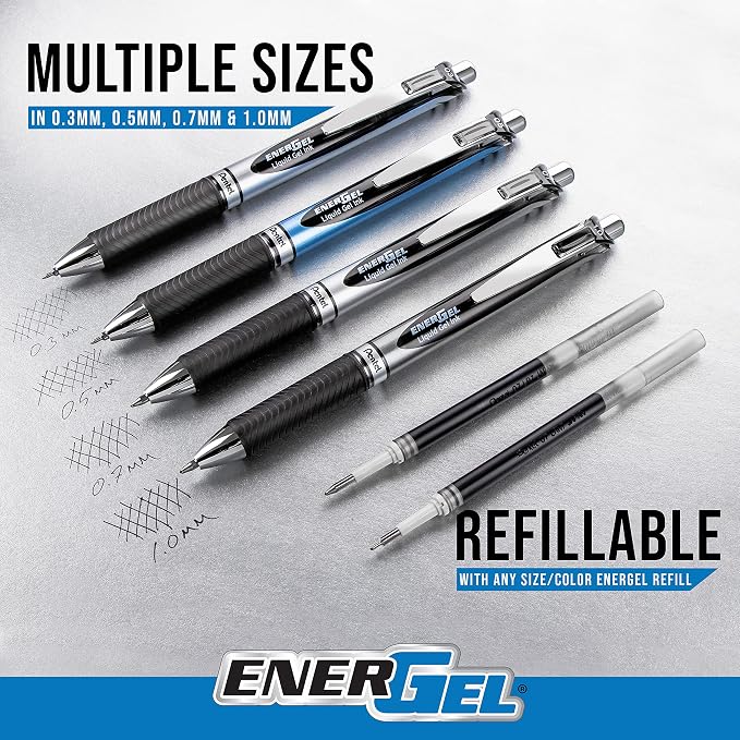Pentel EnerGel RTX Retractable Liquid Gel Ink Pen, (0.7mm) Medium line, Sepia Ink, Box of 12 Pens (BL77-SP)