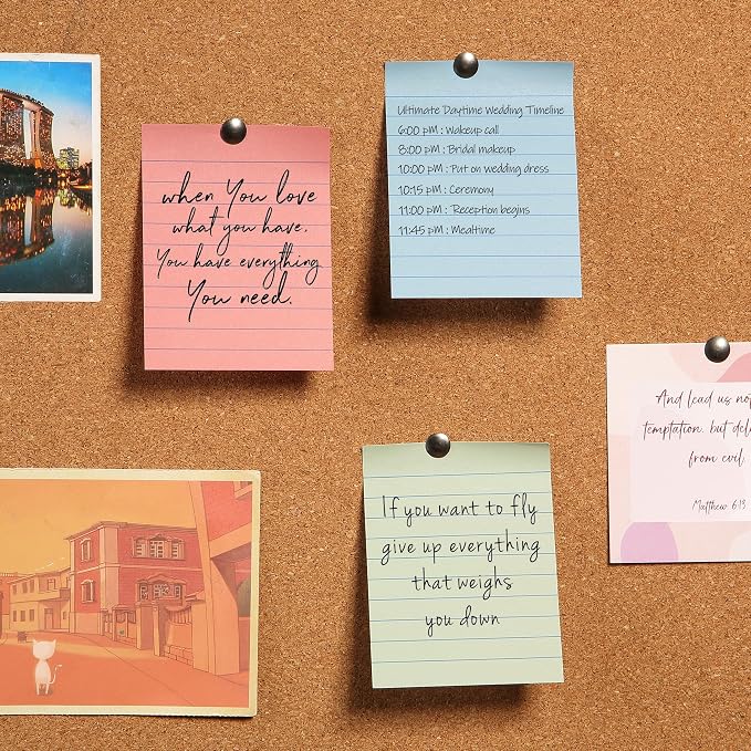 Mr. Pen- Lined Sticky Notes, 3" x 4", 6 Pads, 60 Sheets/Pad | Sticky Notes with Lines, Ruled Post Stickies, Memo Pads, Self-Stick Note Pad for Office, School, Home, Study