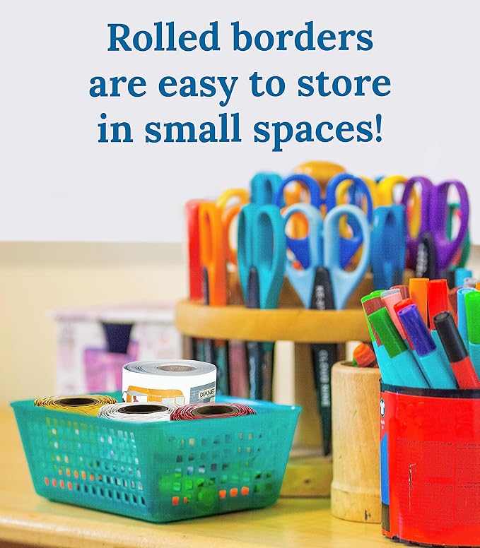 Carson Dellosa All are Welcome 65Ft Celebrate Diversity Bulletin Board Borders, 1 Roll of All are Neighbors Trim for Rolling Whiteboard, Cork and Posterboard, Office Decorations, and Classroom Decor