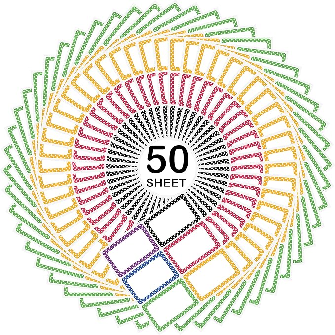 300 Cute Dot Name Tag Stickers Colorful Border Name Labels for School, Office, Home Can Be Used on Clothes, Storage Boxes, Packages - Updated Stronger Stickiness